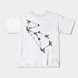 Lupus (Wolf) Constellation Roses and Hearts Doodle Kids T-Shirt